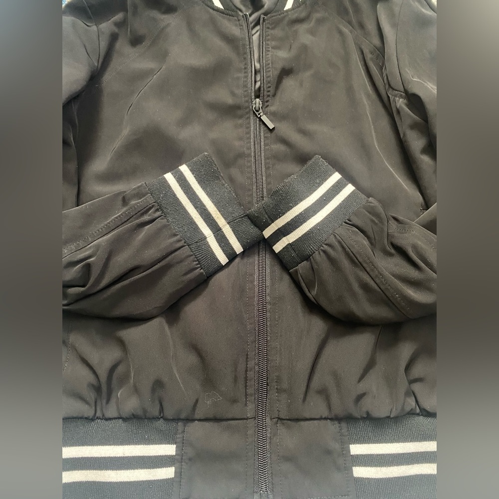 Betsy Johnson black and white varsity stripe bomber jacket - Picture 8 of 9